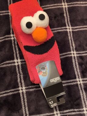 Sesame Street Red Elmo Plush Kids Socks with Orange Nose